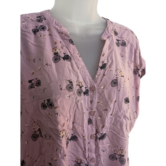 Torrid plus‎ 2X bicycle purple blouse button up casual relaxed short sleeve - Picture 6 of 10